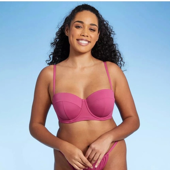 Women's Light Lift Bralette Bikini Top - Shade & Shore Pink 34B - Picture 7 of 17